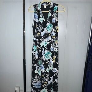 WHBM floral maxi dress Sz S V neckline sleeveless lined